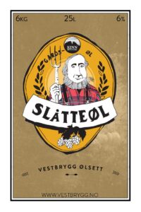 Bildet viser logo av Kinn Bryggeri sitt Slåtteøl.