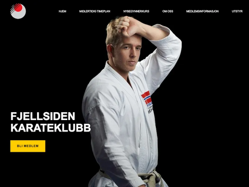 Fjellsiden - bilde av hjemmesiden til Fjellsiden Karateklubb