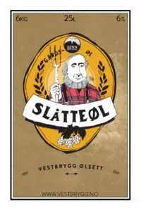 Bildet viser logo av Kinn Bryggeri sitt Slåtteøl.