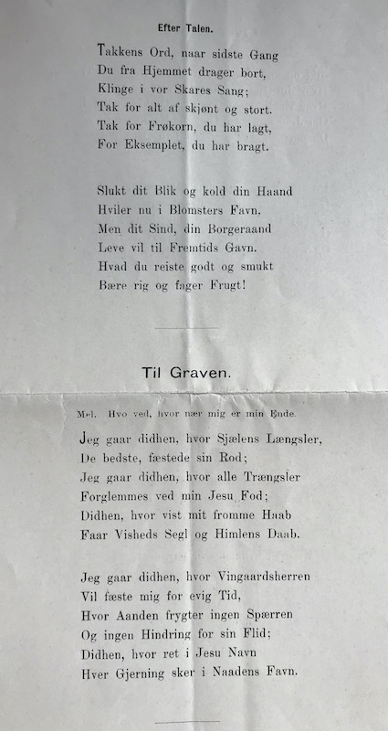 Dette er bilde av side 3 i sanghefte til Christian Gerhard Ameln Sundt sin gravferd
