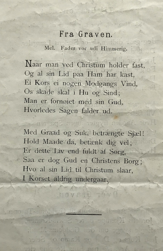 Dette er bilde av side 4 i sangheftet til Jacoba Johanne Sundt, født Kramer, sin gravferd