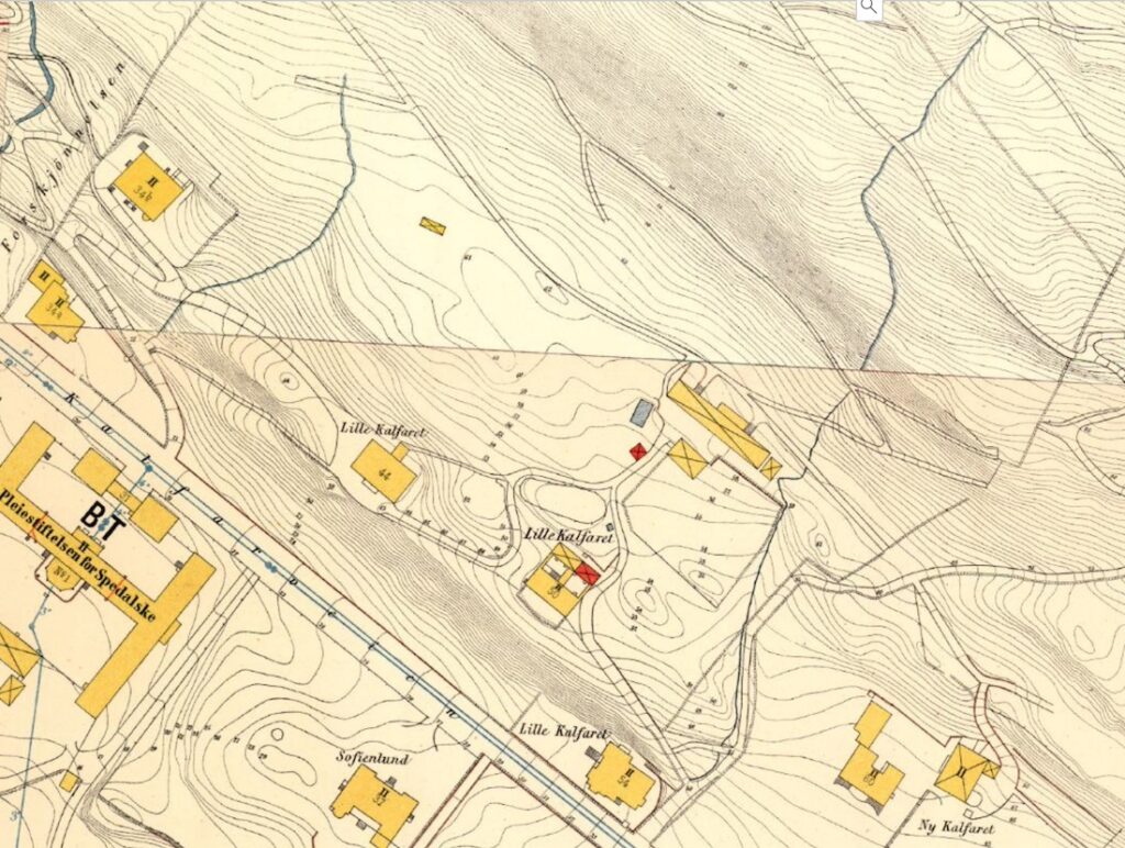 Kart over Lille Kalfaret fra 1880.